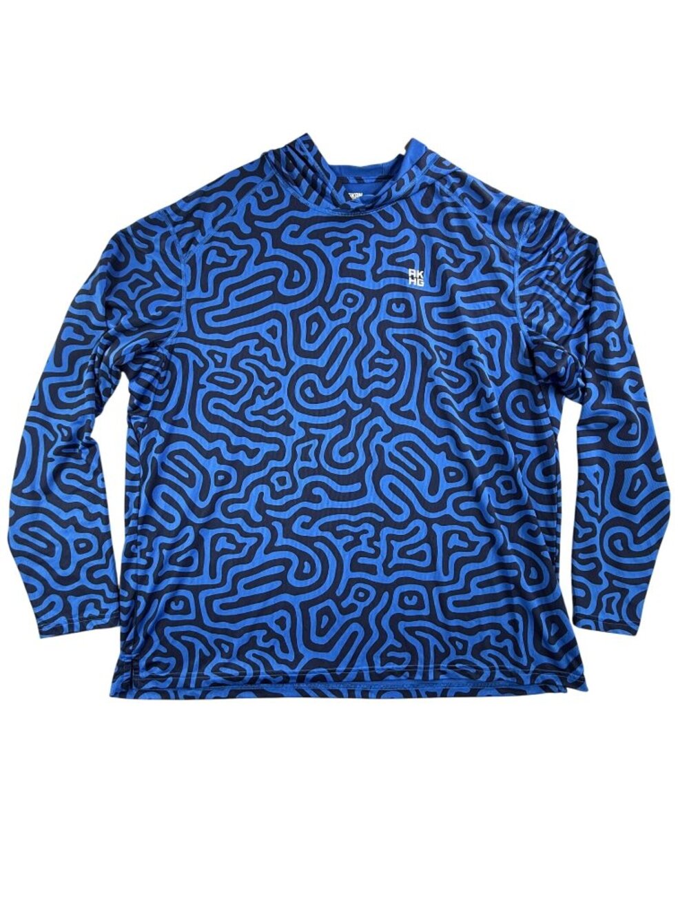 Alaskan Hardgear Shirt Mens XL Blue Geometric Hooded Long Sleeve Top Duluth AKHG